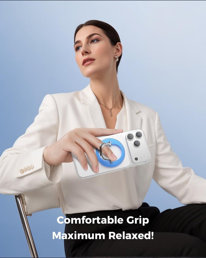 SUPERONE for MagSafe Phone Grip, Adjustable Magnetic Phone Ring Holder Removable Finger Phone Ring Kickstand Compatible with MagSafe Accessories Only for iPhone 17 & 16 & 15 & 14 & 13 Series - Blue - Image 4